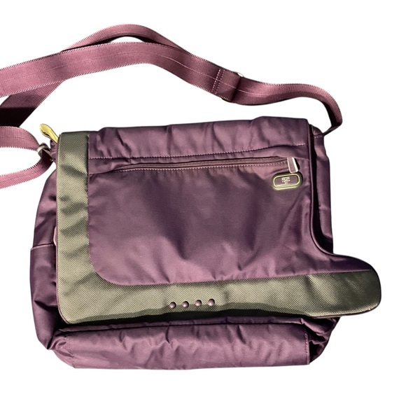 TUMI T-Tech Messenger Large Crossbody Laptop Carry Bag   Purple/green EUC - Picture 1 of 12